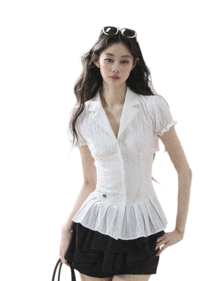 Textured Puff Sleeve Blouse