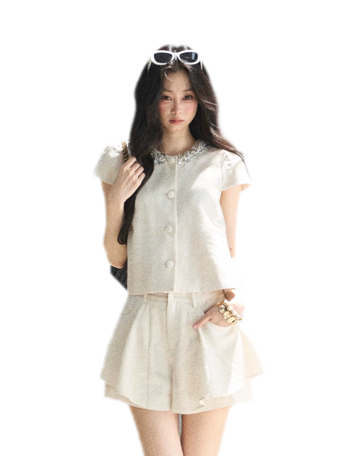 Beaded Collar Short Set