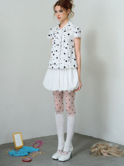 Polka Dot Puff Sleeve Shirt