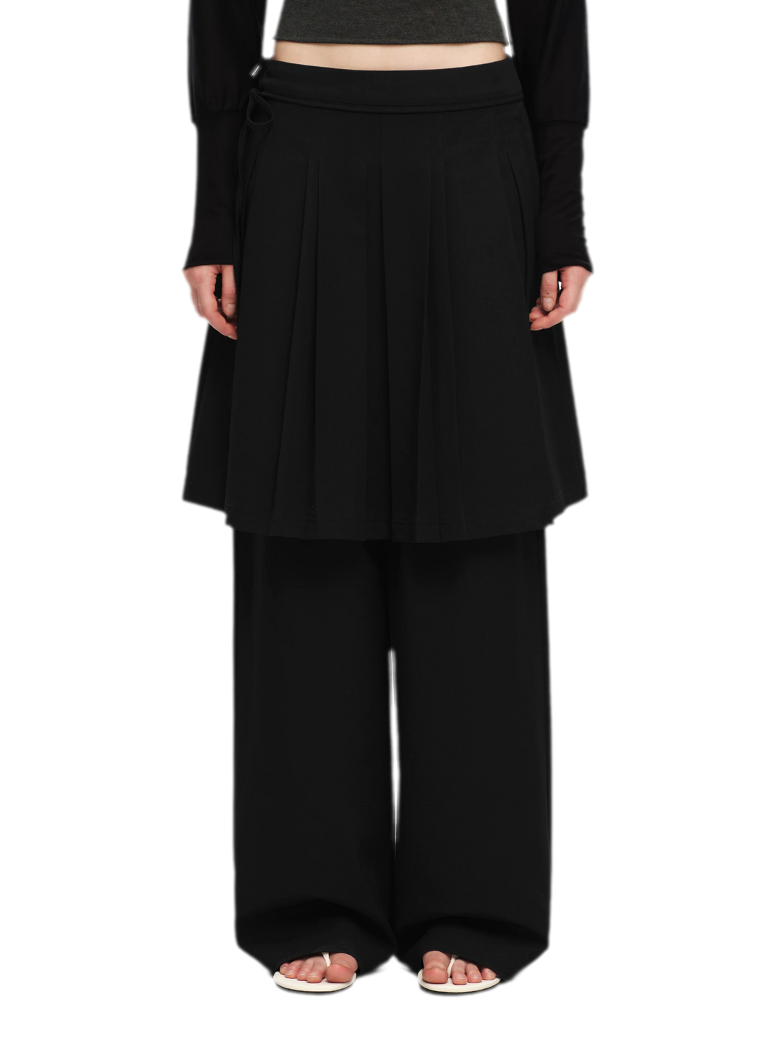 Pleated Layered Skirt Pants