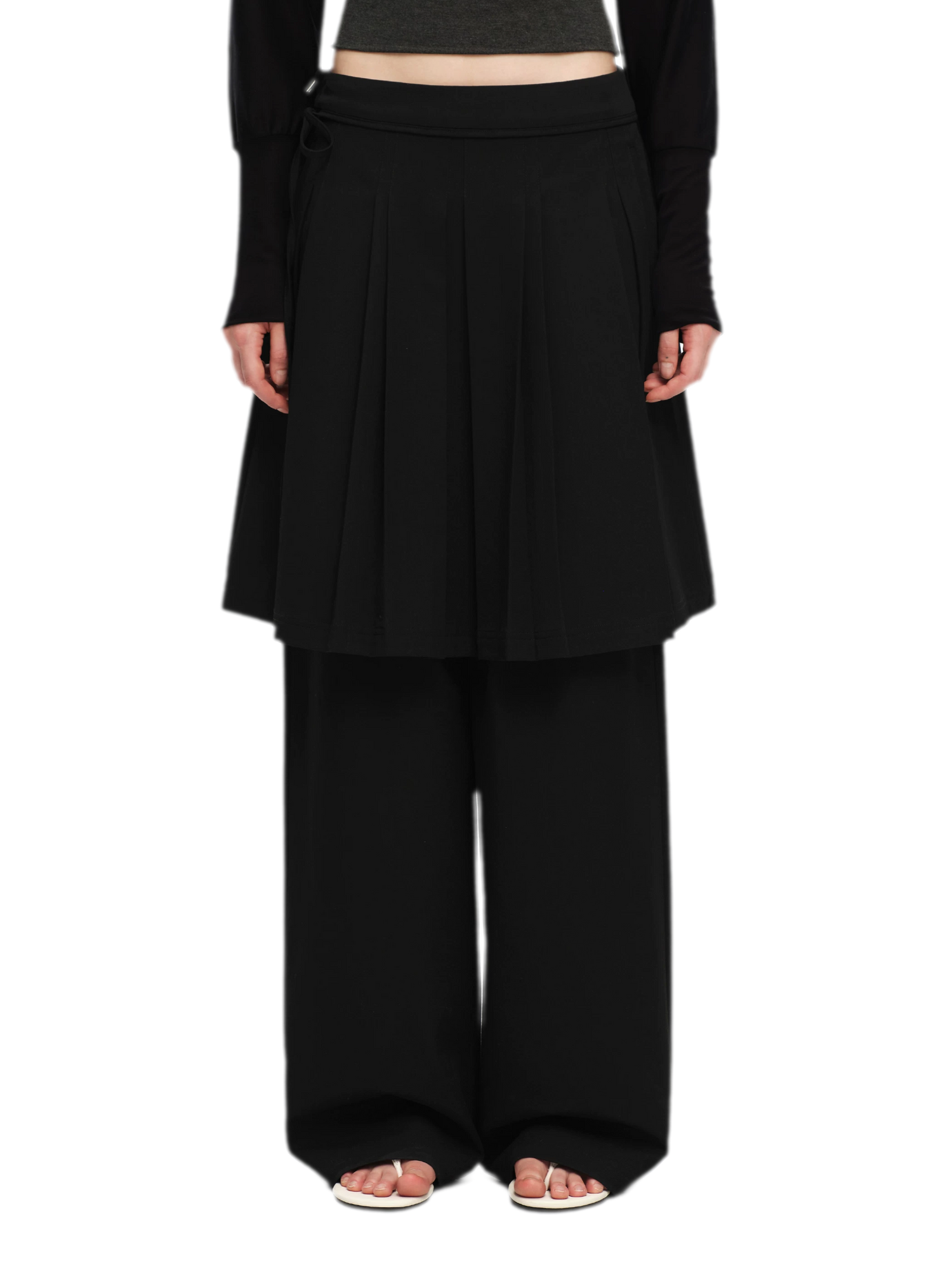 Pleated Layered Skirt Pants