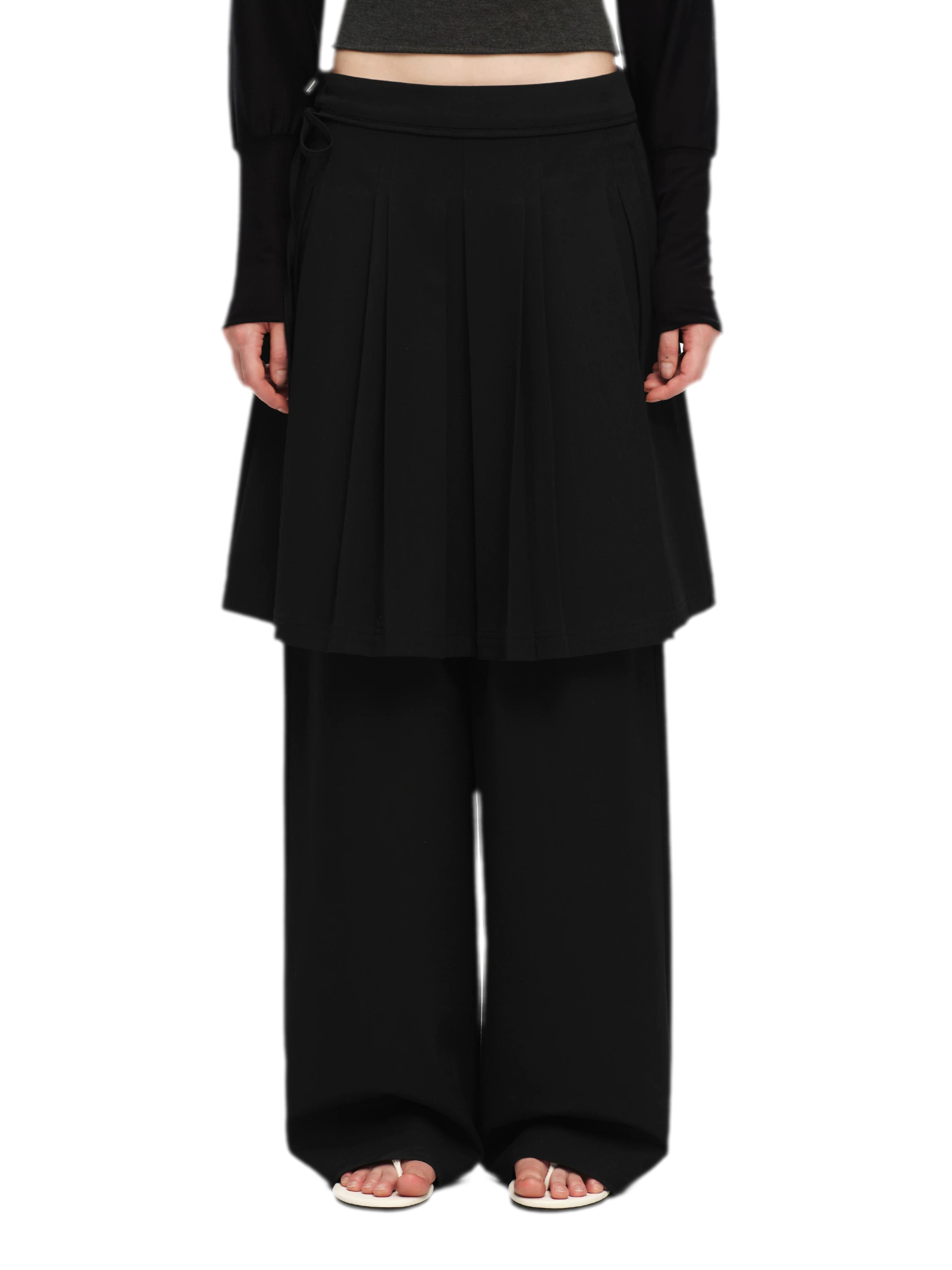 Pleated Layered Skirt Pants