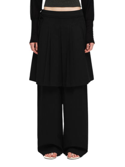 Pleated Layered Skirt Pants