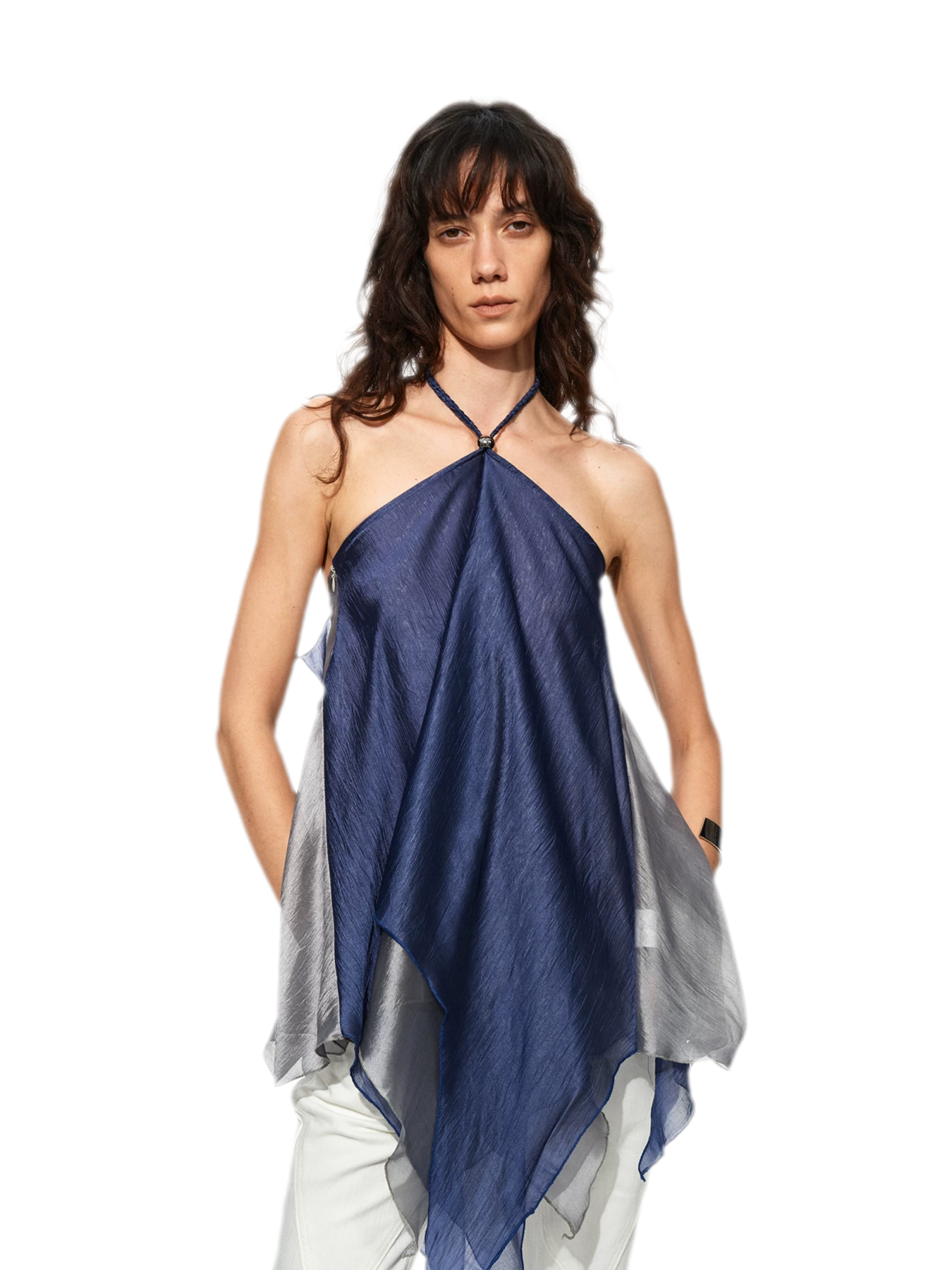Handwoven Contrast Hem Bandeau Top