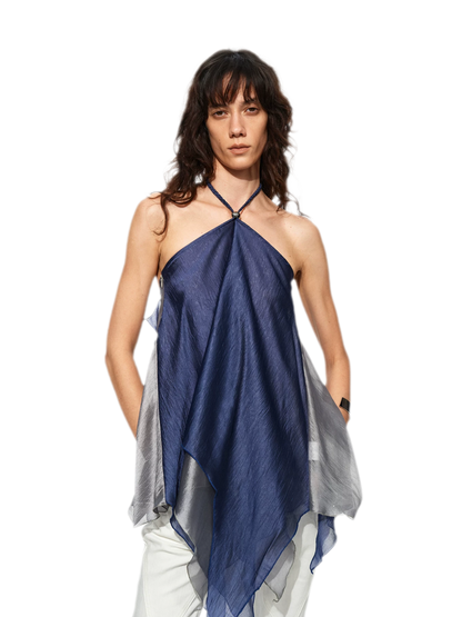Handwoven Contrast Hem Bandeau Top