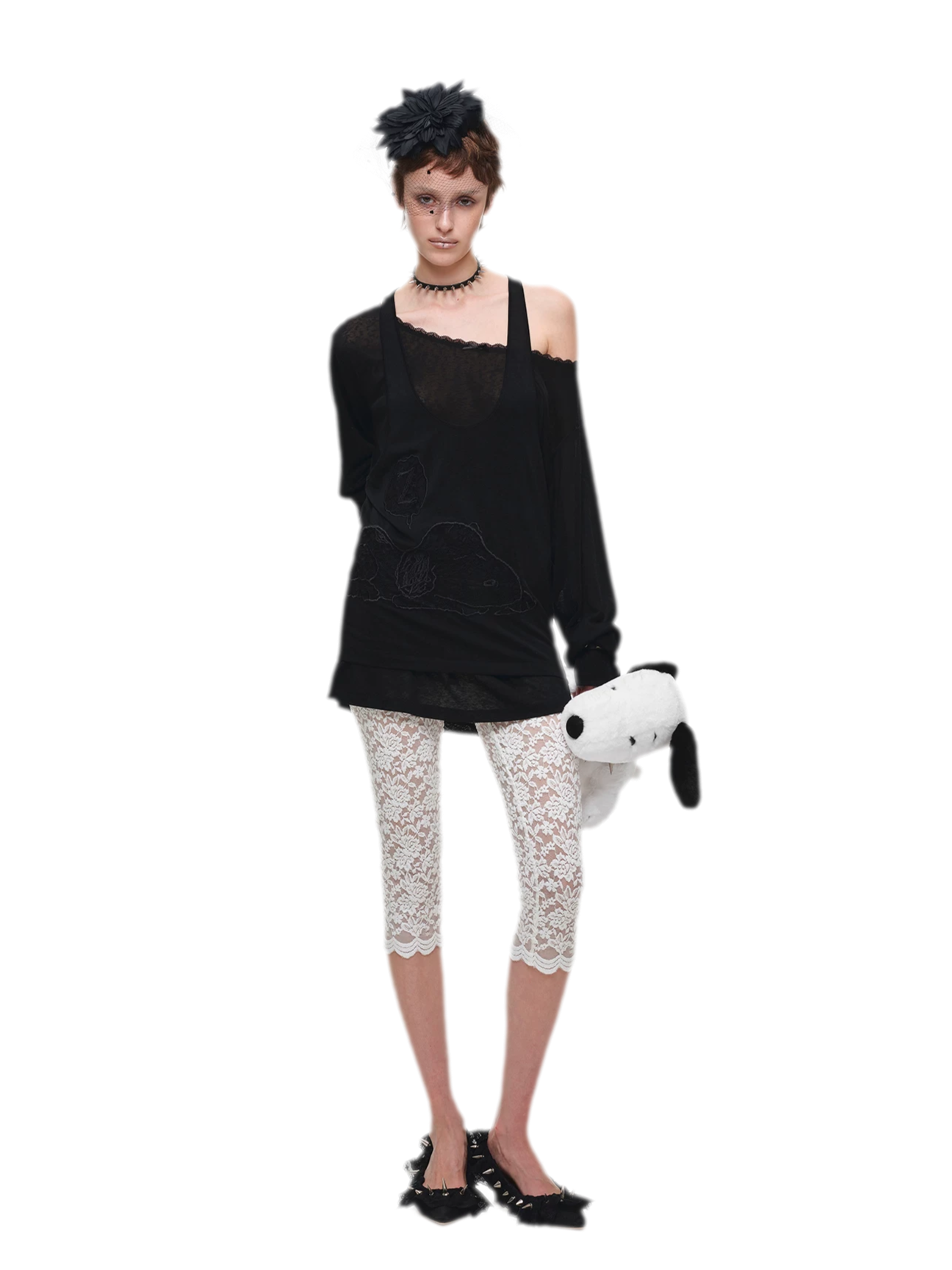 Lace Appliqué Layered Long-Sleeve T-Shirt