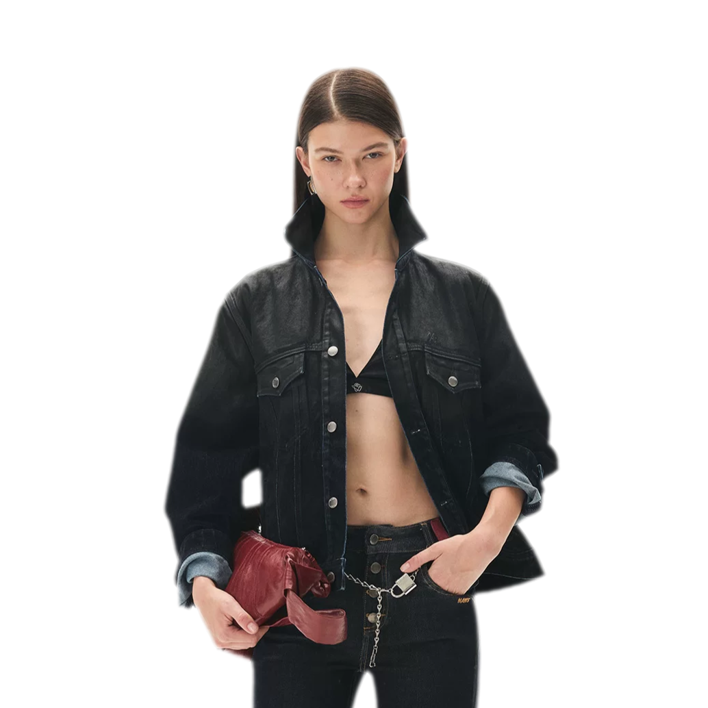 Washed Brushed Gradient Denim Jacket