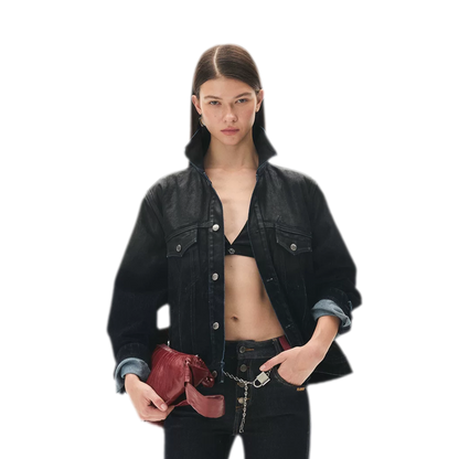 Washed Brushed Gradient Denim Jacket