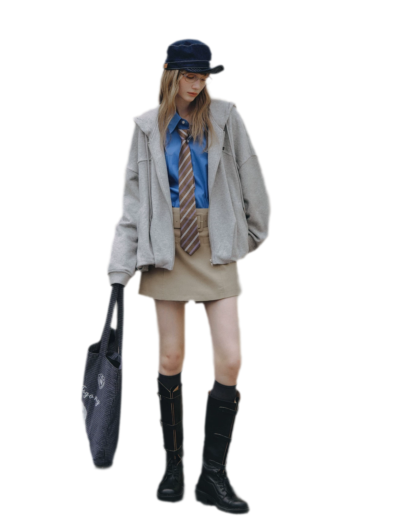 Twill Belted A-Line Skort