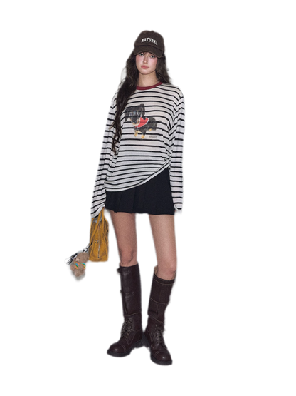 Lyocell Striped Puppy T-Shirt