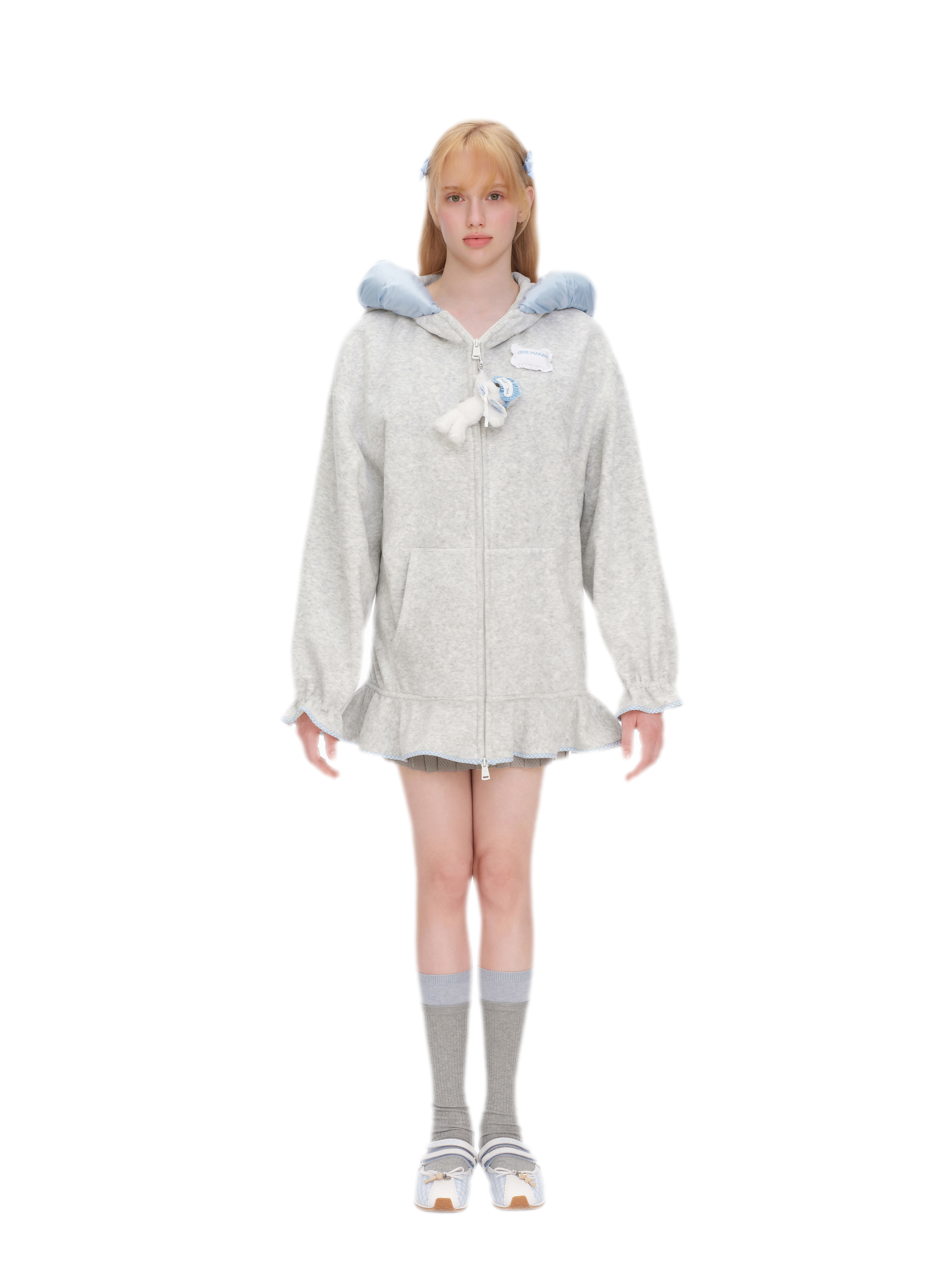 Plush Lace-Trimmed Bear Hoodie