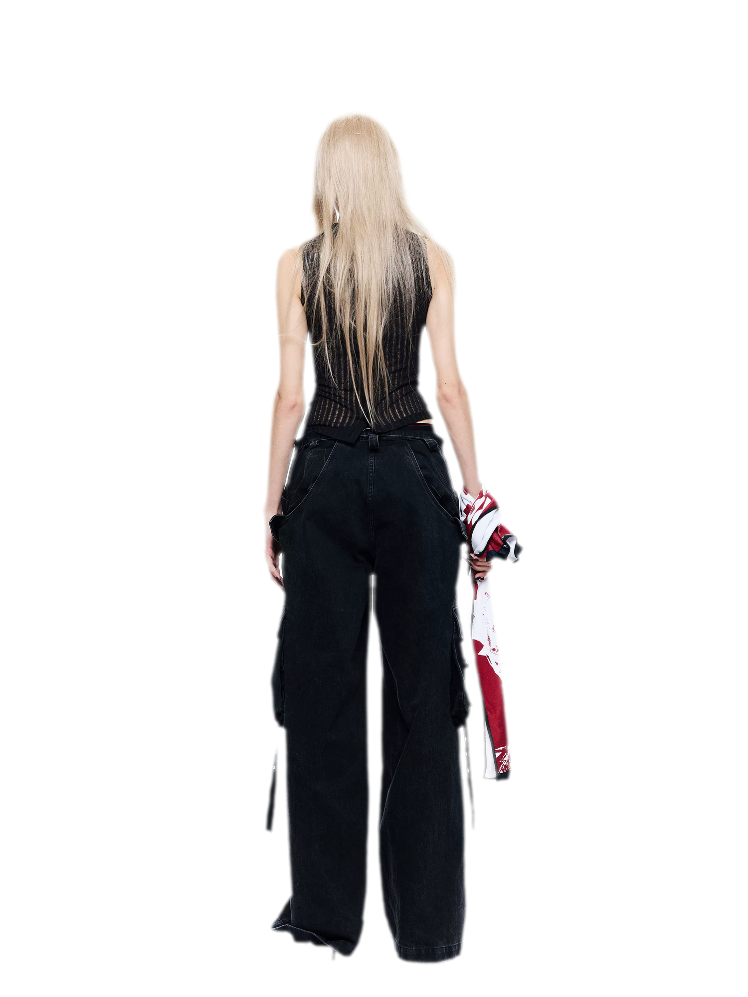 Washed Distressed Wide-Leg Jeans