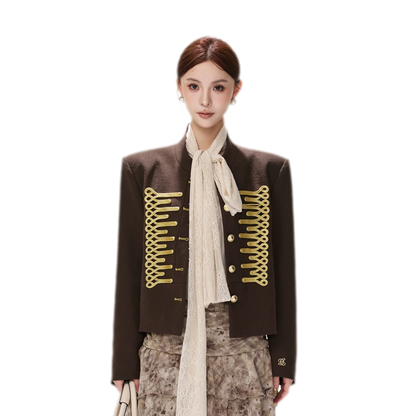 Textured Cropped Stand-Collar Jacket