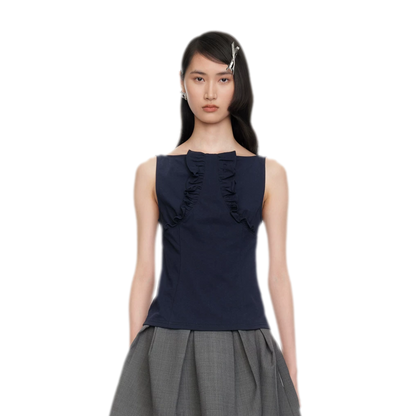 Ruffle Trim Fitted Top