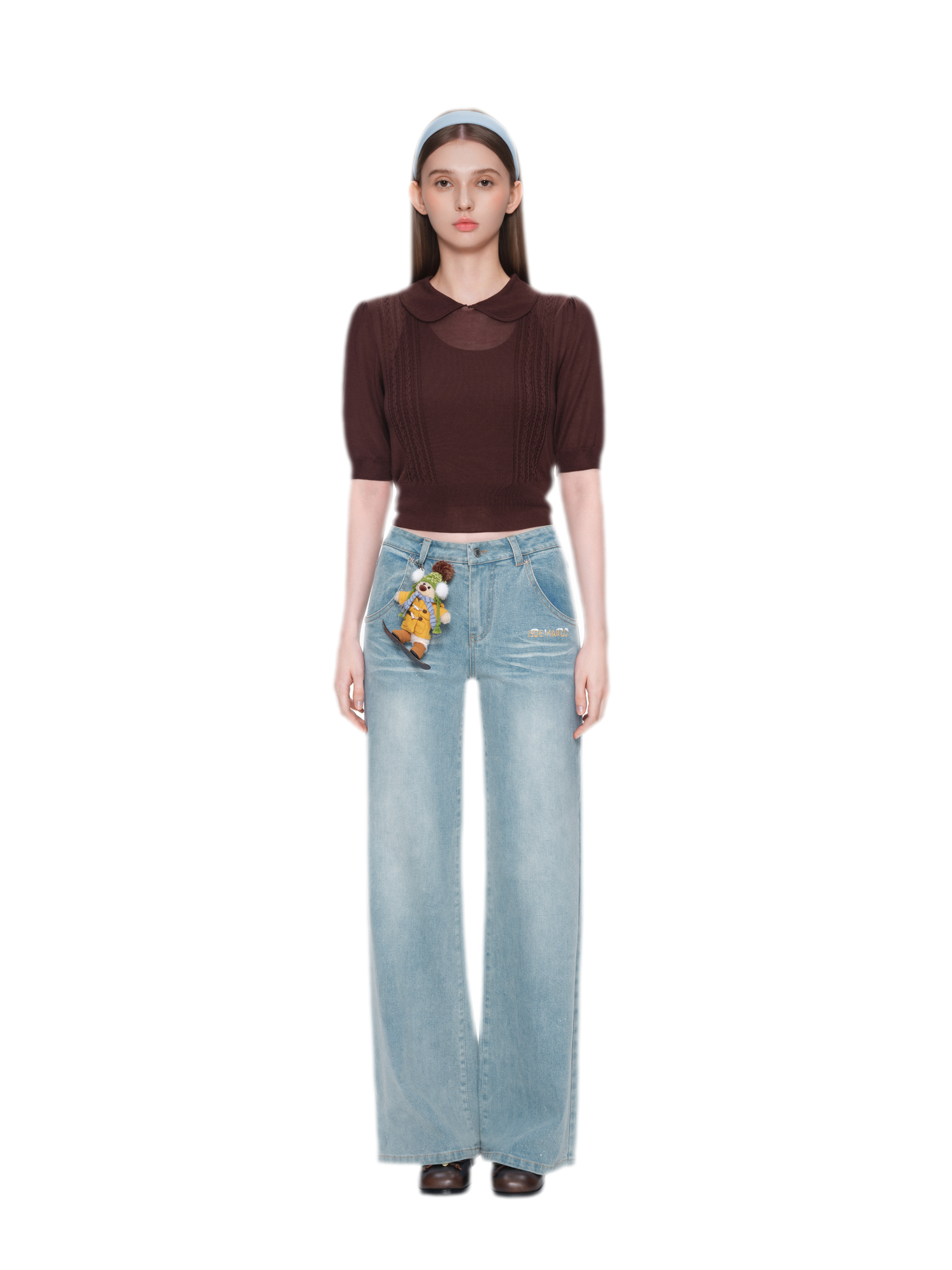 Shimmer Straight-Leg Denim Jeans