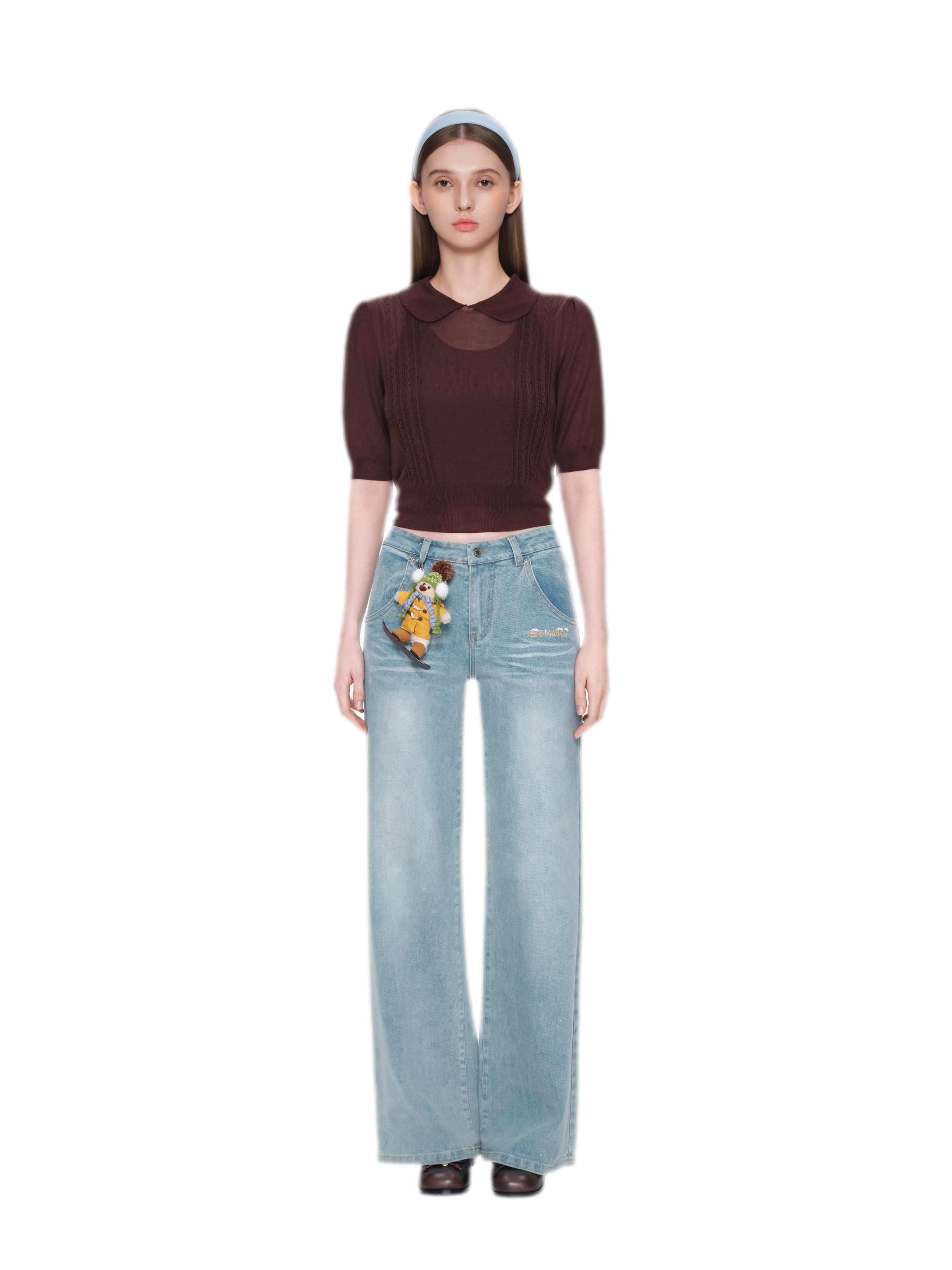 Shimmer Straight-Leg Denim Jeans