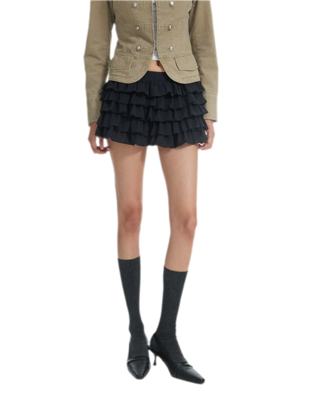 Tiered Ruffle A-Line Skirt