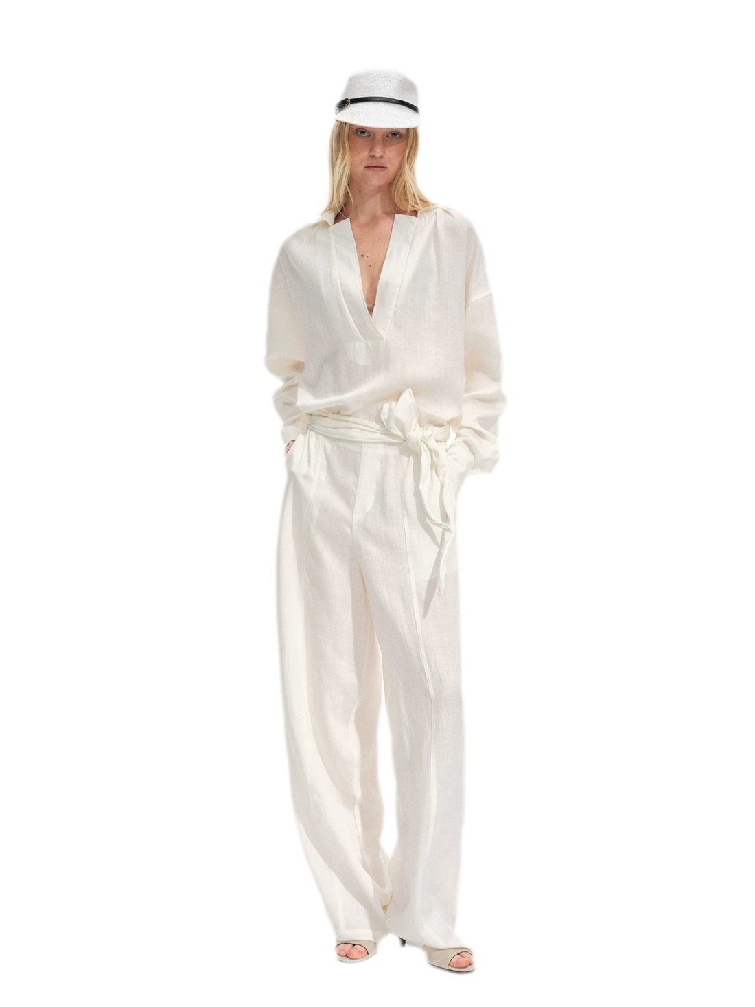 Textured Belted Wide-Leg Jumpsuit