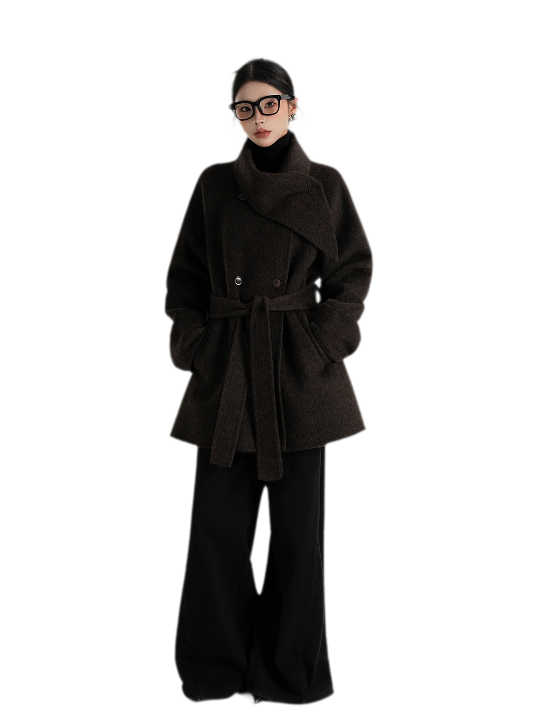 Handstitched Shawl Collar Wool Coat