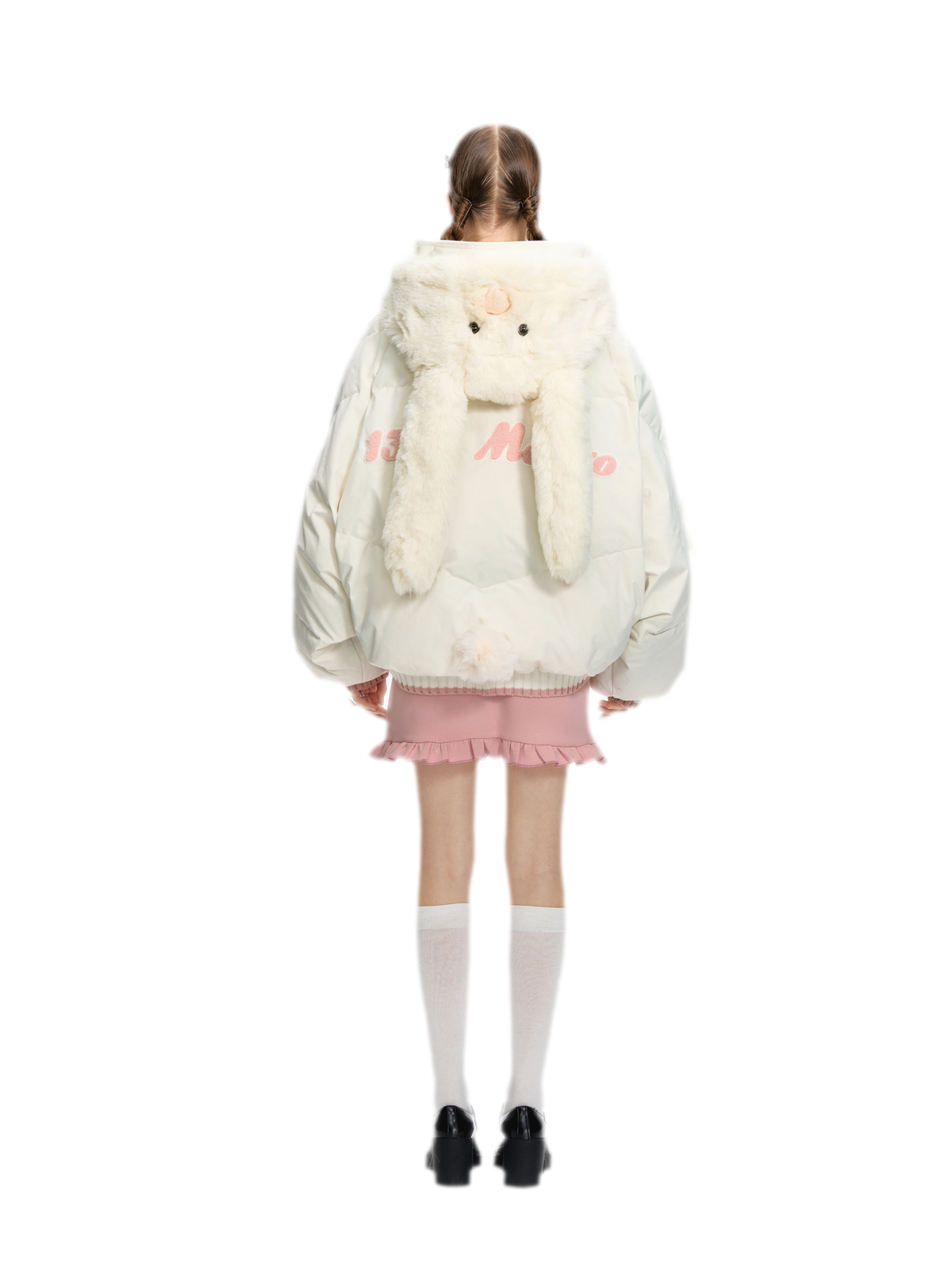 Doudoune rembourrée en duvet avec ours en peluche