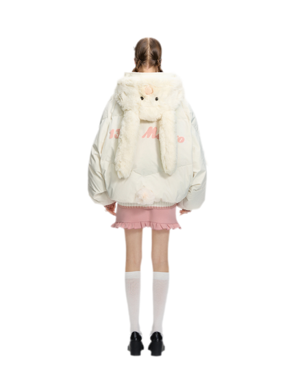 Doudoune rembourrée en duvet avec ours en peluche