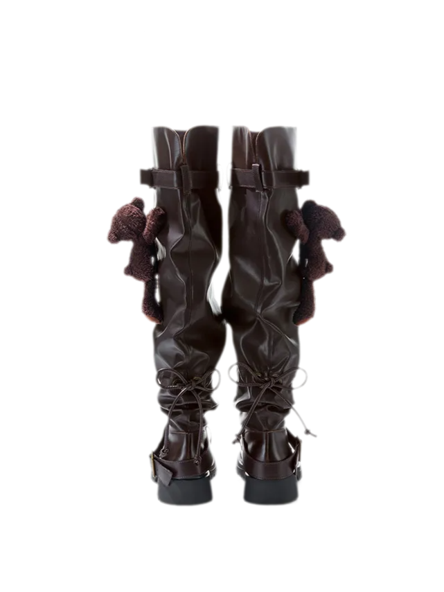 Schlaffe knielange Lederstiefel
