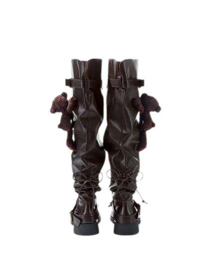 Schlaffe knielange Lederstiefel