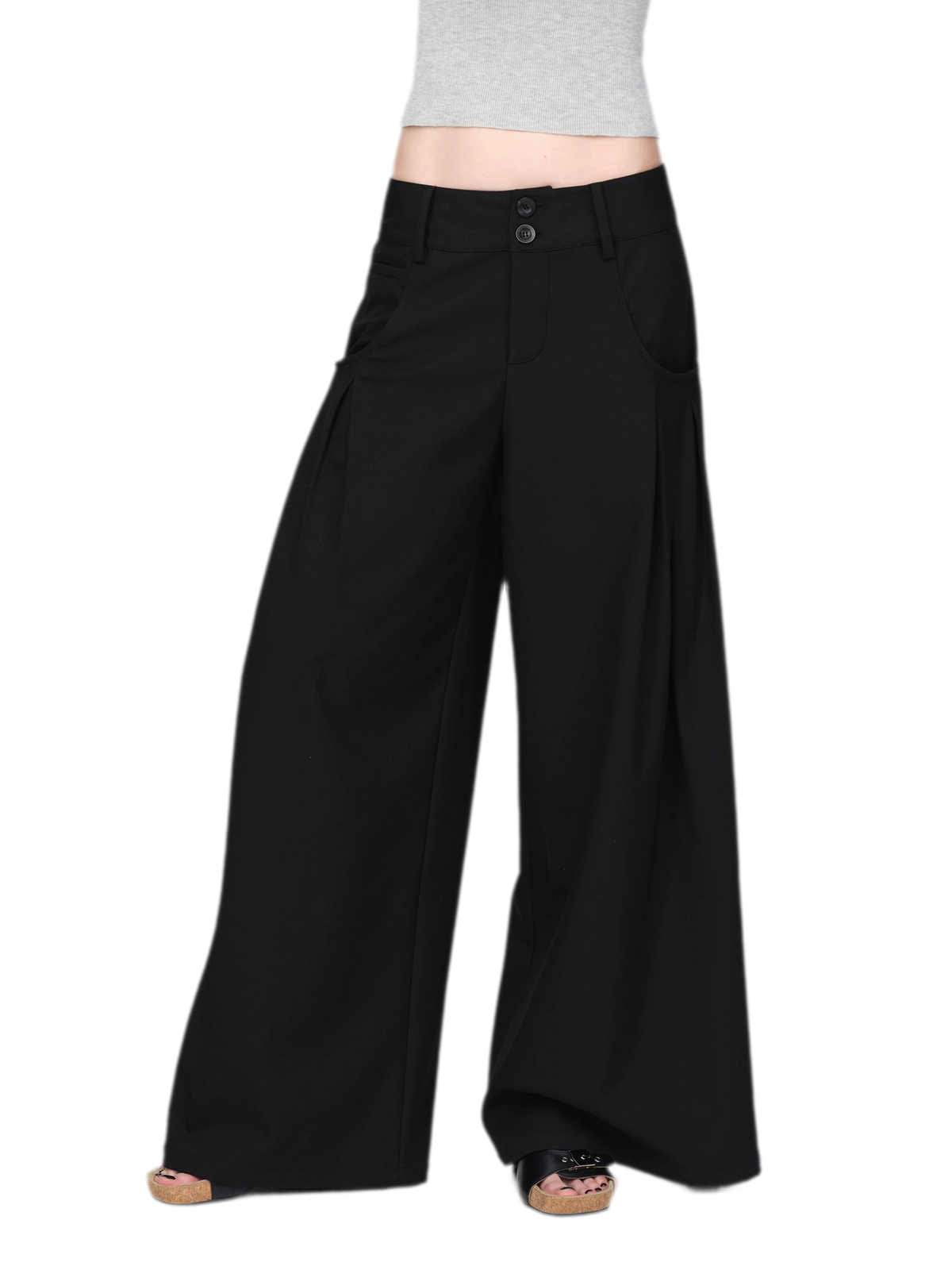 ビスコースワイドレッグテーラードパンツ