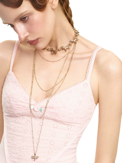 Coffee Gold Layered Sweater Necklace