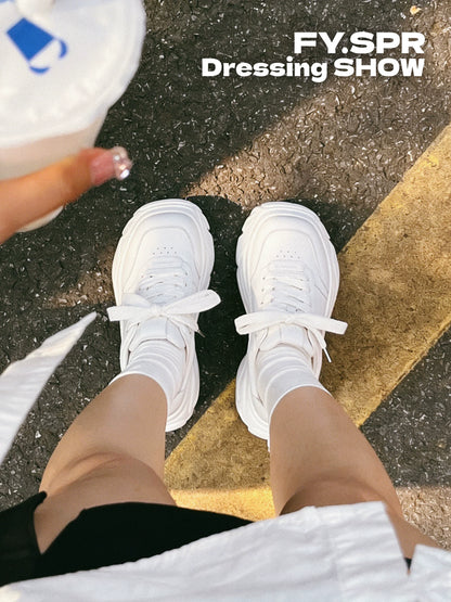 Square Toe Leather Sneakers