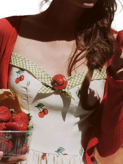 Cherry Print Fitted Dress