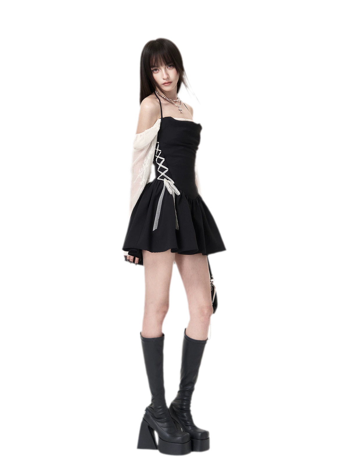 Contrast Ruched Mini Dress
