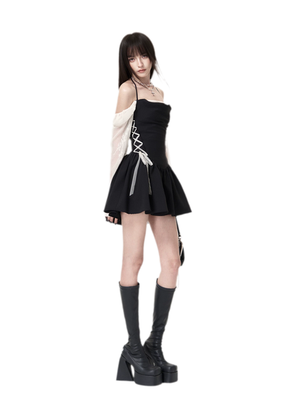 Contrast Ruched Mini Dress