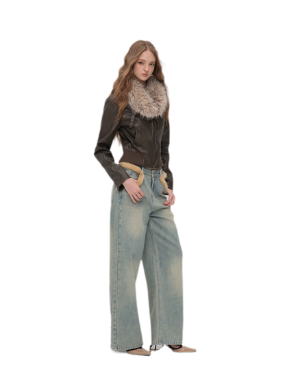 Textured Cropped PU Jacket