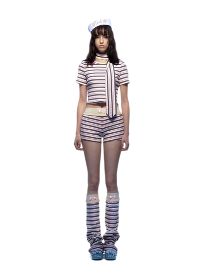 Striped Bow Two-Piece Set