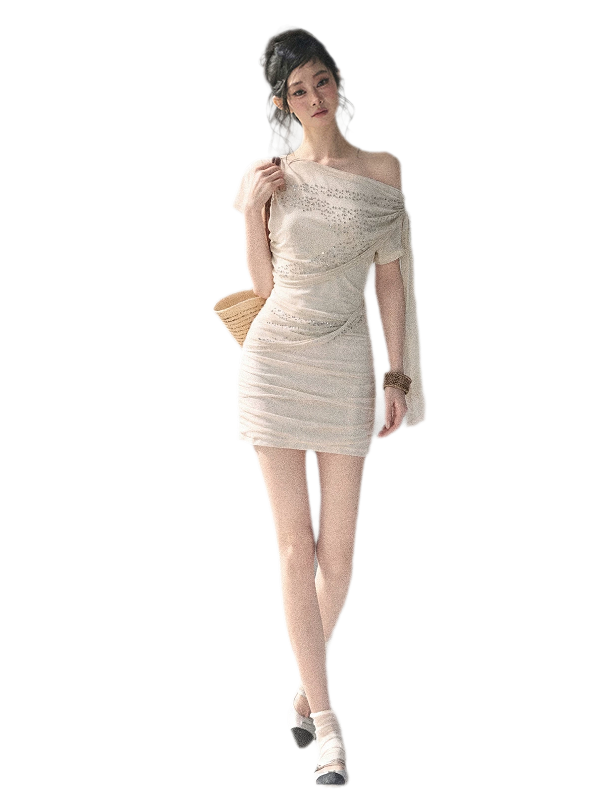 Mesh Drape Rhinestone Top | Final Sale