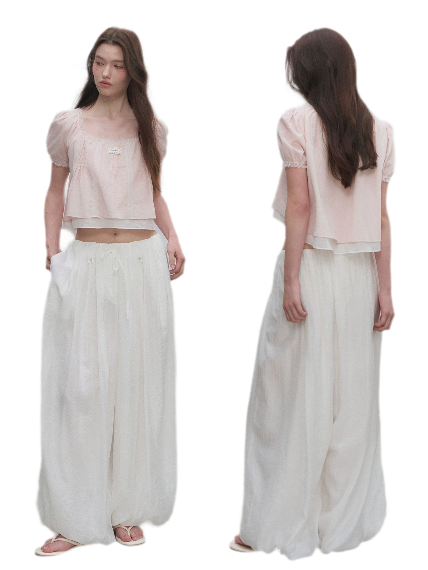 Cotton Lace Trim Cropped Top