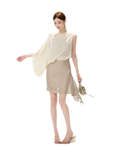 CYNR Sheer Drape Off-Shoulder Dress – view 5