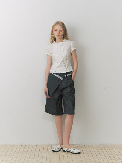Shell Button Fitted Shirt