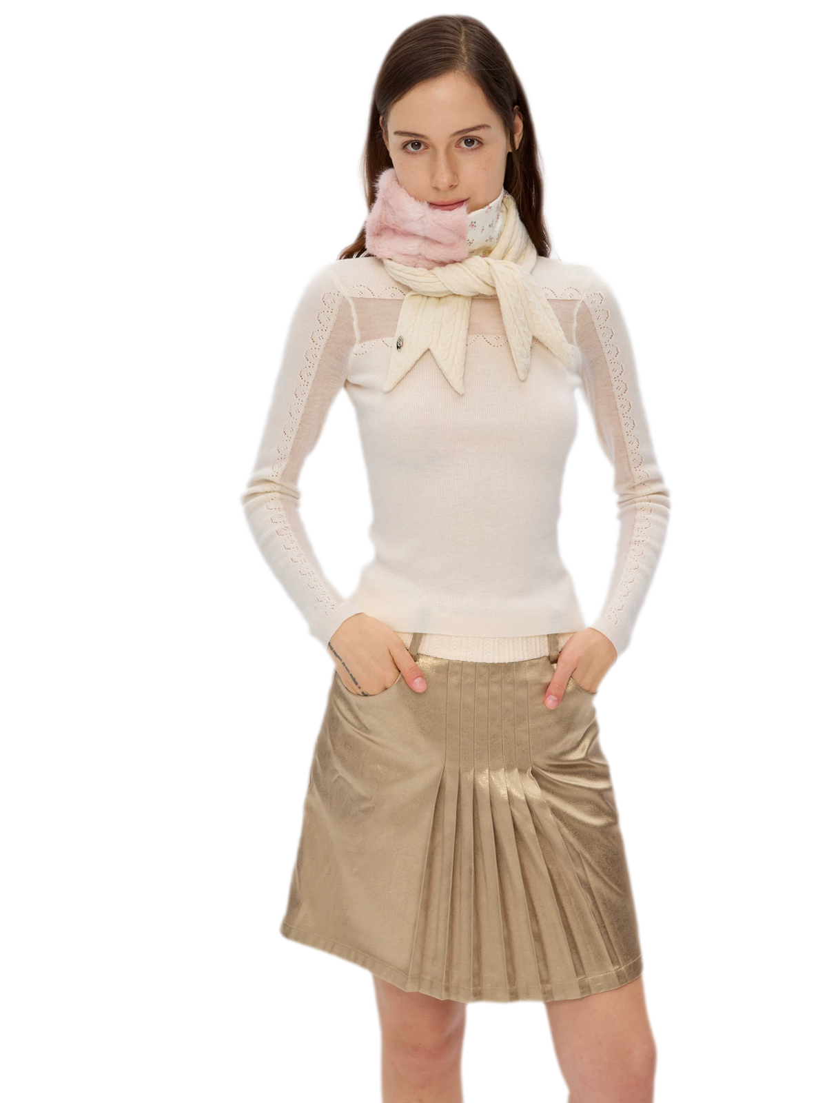 Wool Color-Block Rectangular Scarf