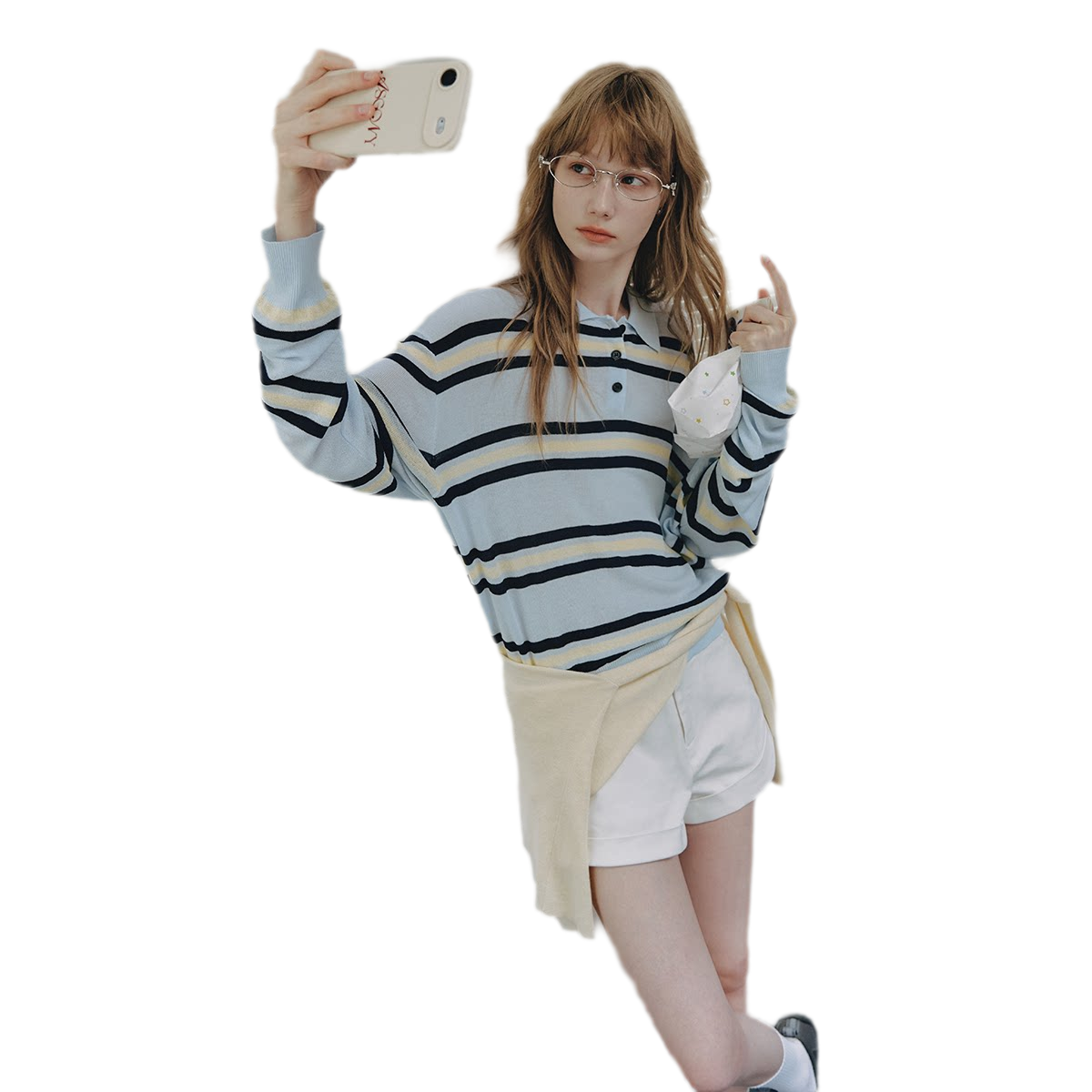 Contrast Striped Embroidered Polo Shirt