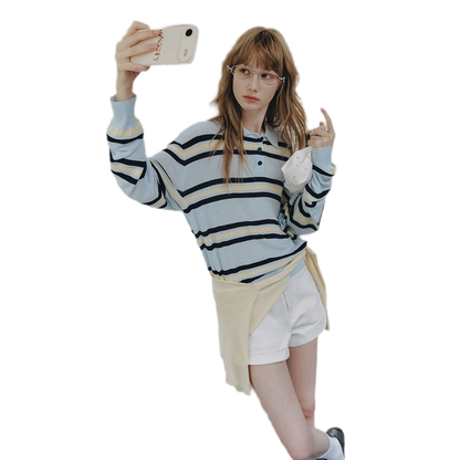 Contrast Striped Embroidered Polo Shirt