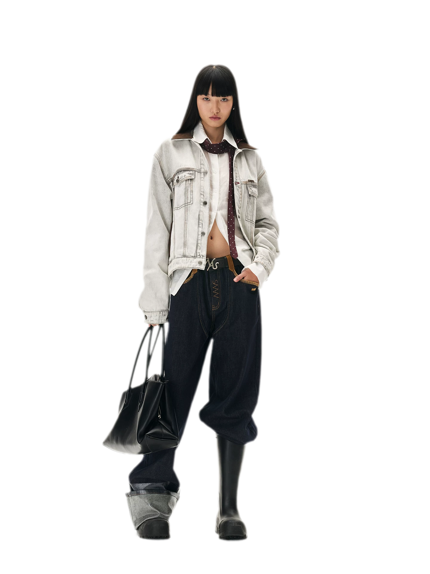 Coated Wide-Leg Denim Jeans