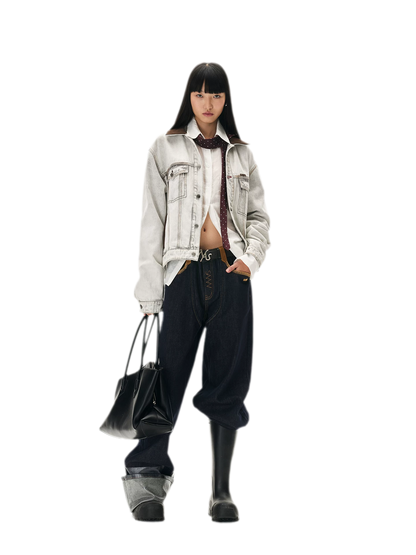 Coated Wide-Leg Denim Jeans