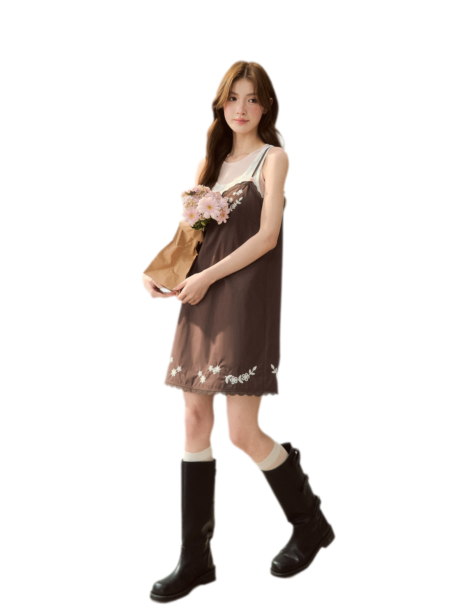 Cotton Embroidered Cami Dress