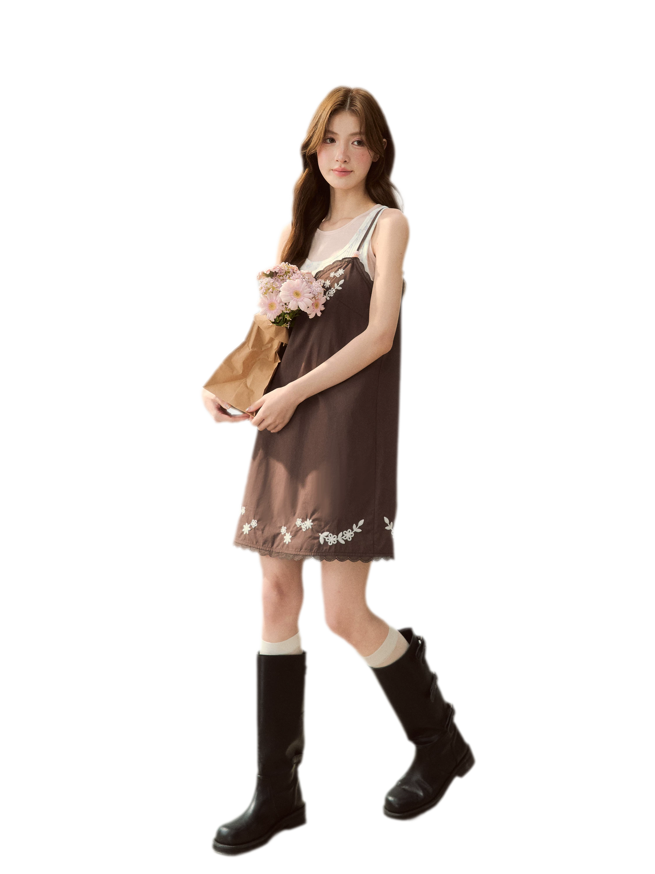 Cotton Embroidered Cami Dress
