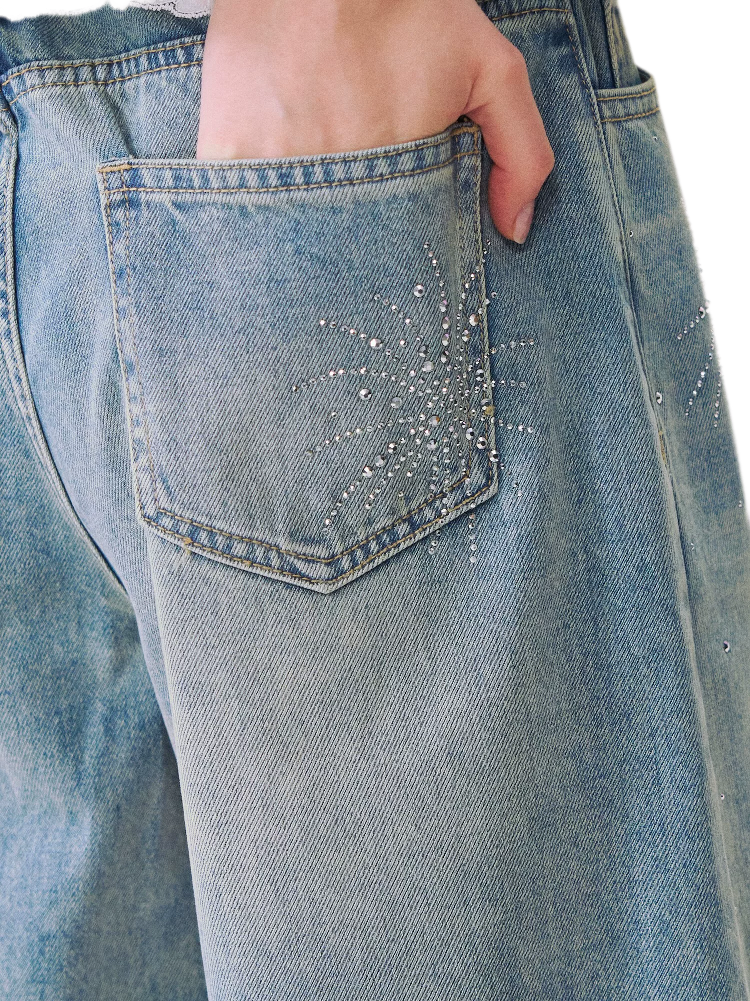 Firework Rhinestone Denim Shorts