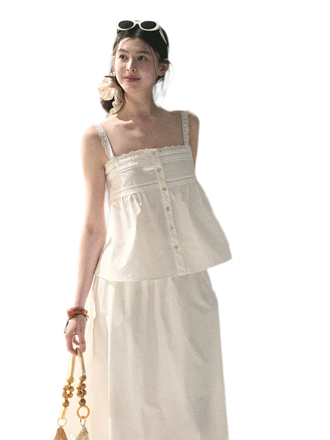 "Summer Breeze on Cloud Shoulders" French Lace Two-Piece