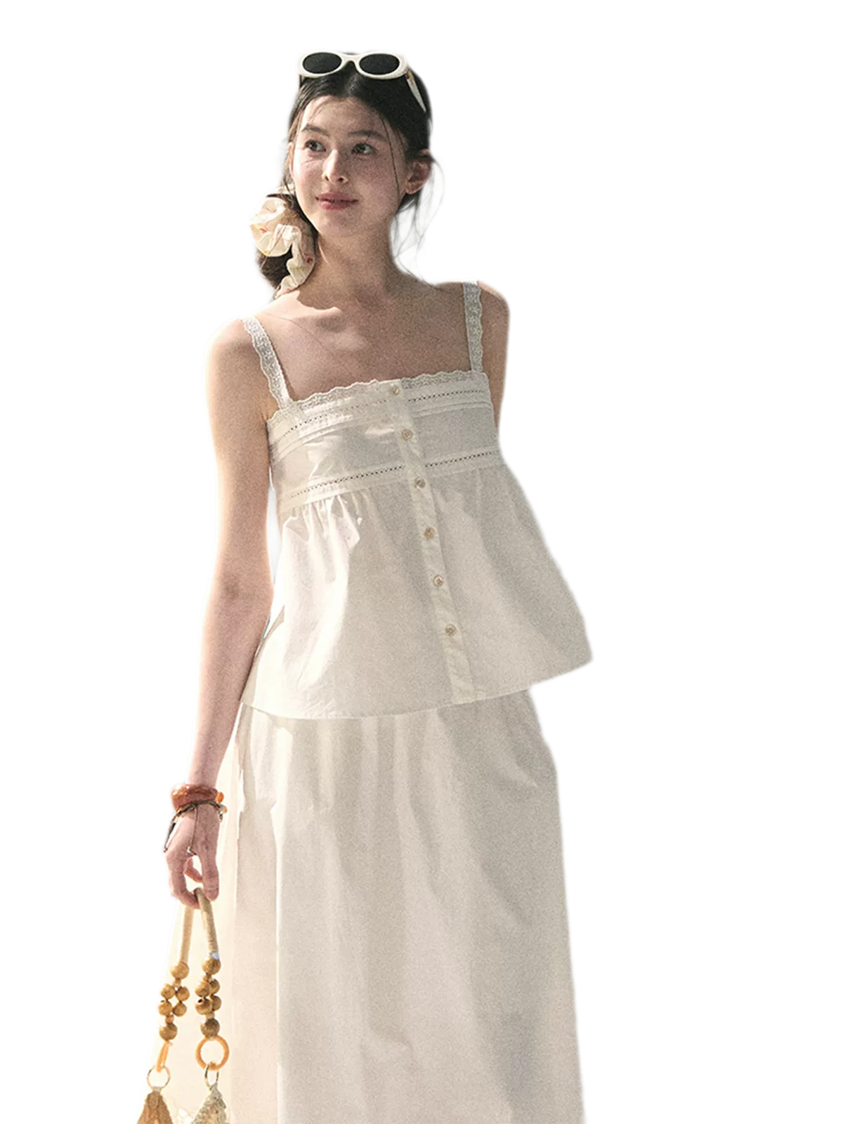 "Summer Breeze on Cloud Shoulders" French Lace Two-Piece