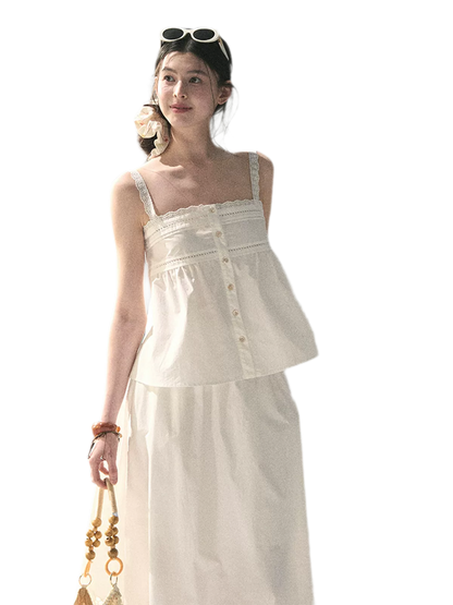 "Summer Breeze on Cloud Shoulders" French Lace Two-Piece